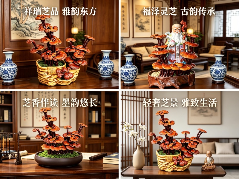 灵芝工艺品摆件灵芝盆景造型多开业乔迁礼品源头基地