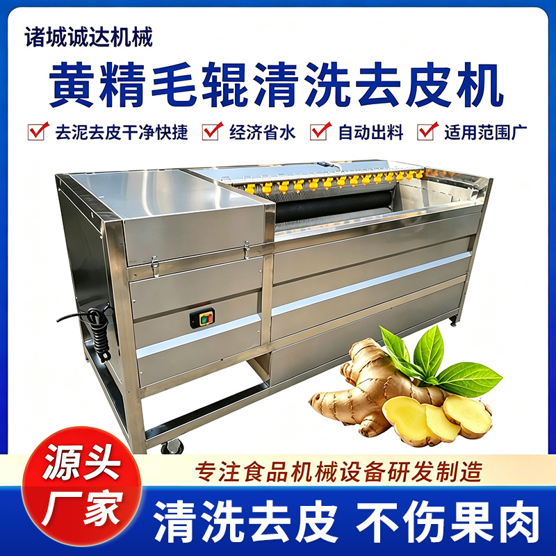 黄精加工全套设备全自动黄精清洗流水线毛辊+气泡清洗