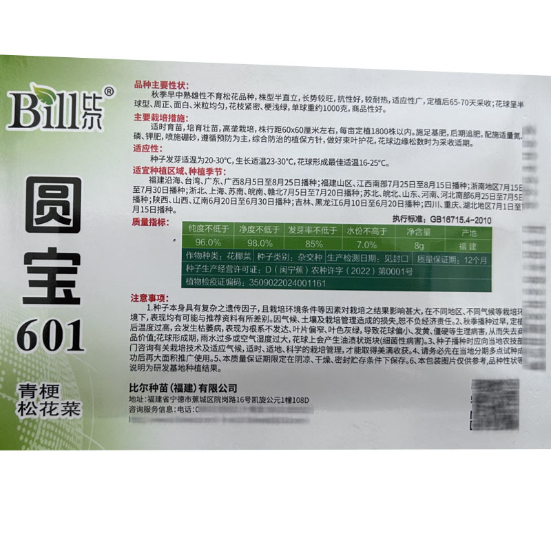 圆宝601青梗松花菜种子8g耐热细米粒早熟青梗菜基地型