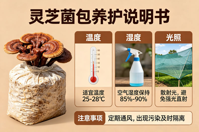 高产灵芝培育菌包灵芝培养基菌棒易成活出菇率高