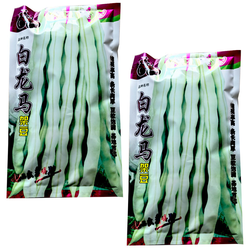 拖车头白龙马架豆芸豆种子200g春秋露地早熟架芸豆白籽结