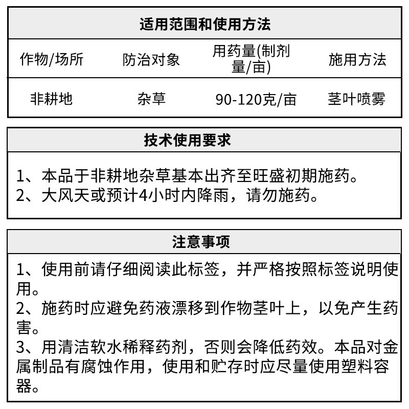 海特霹雳火60%草甘三氯吡非耕地杂草灭生性杂草除草剂草甘