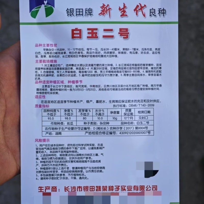 白玉二号丝瓜种子早熟嫩白丝瓜种子味微甜有瓜香白皮肉丝瓜种