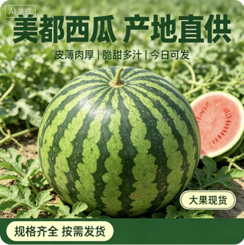 陕西西瓜精品美都西瓜对接电商市场商超可视频看货