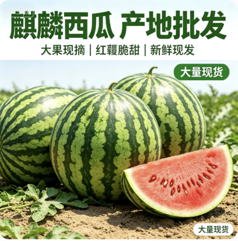 陕西西瓜精品麒麟西瓜保熟保甜对接电商市场商超