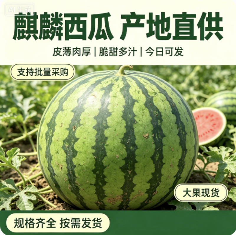精品麒麟西瓜基地直发大量有货对接电商市场商超