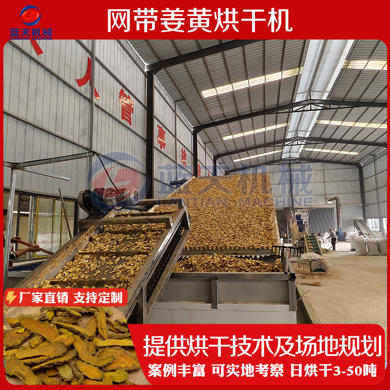 网带姜黄烘干机姜黄清洗切片烘干磨粉生产线片姜黄烘干设备