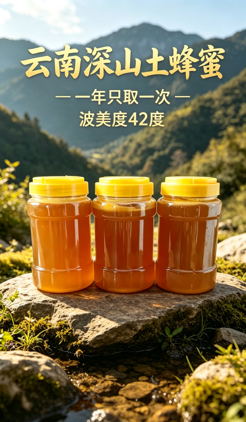 一年一采一级土蜂蜜云南深山原蜜百花蜜现采现卖蜂农直供