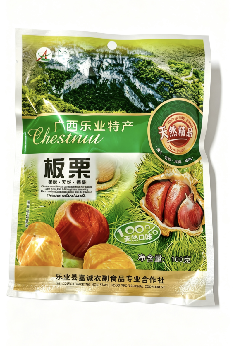 板栗100克/包，10包/箱，每箱1000g