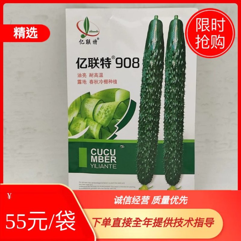 春秋夏季耐高温黄瓜种子亿联特908抗病高产绿肉亮绿顺直青