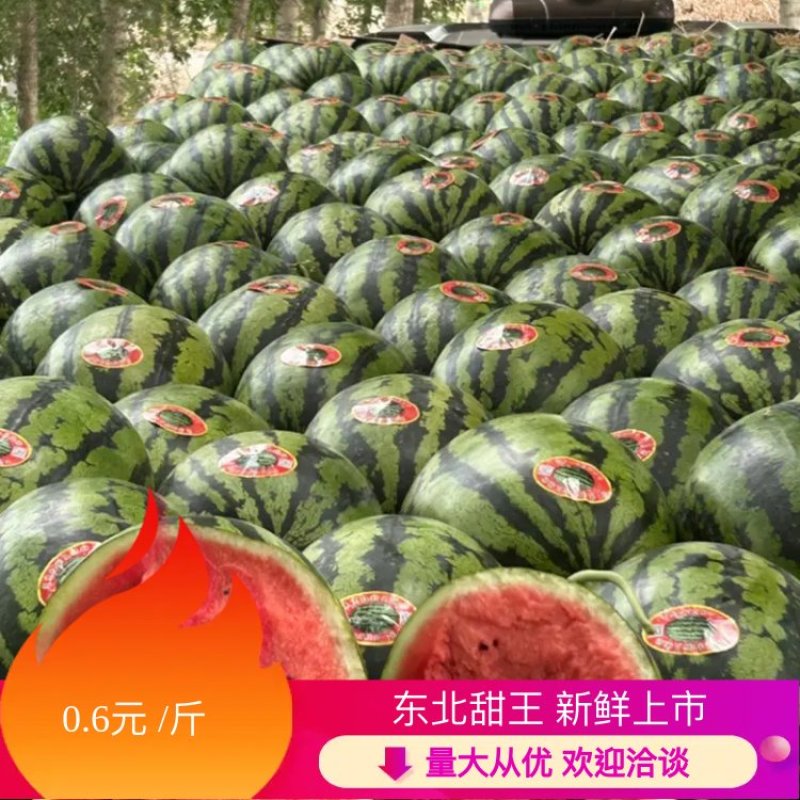 【热销】吉林甜王西瓜产地直发，生瓜包赔，2万斤起产地直发