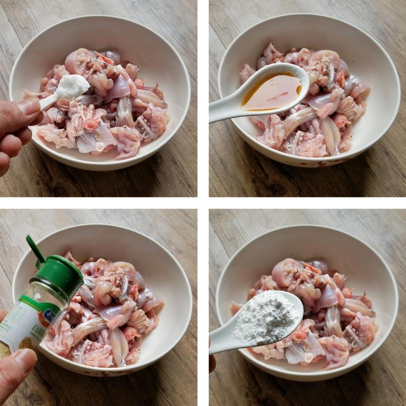 鸡腿腌制过程中调料涂抹均匀的特写图 鸡腿腌制过程中调料涂抹均匀的特写图