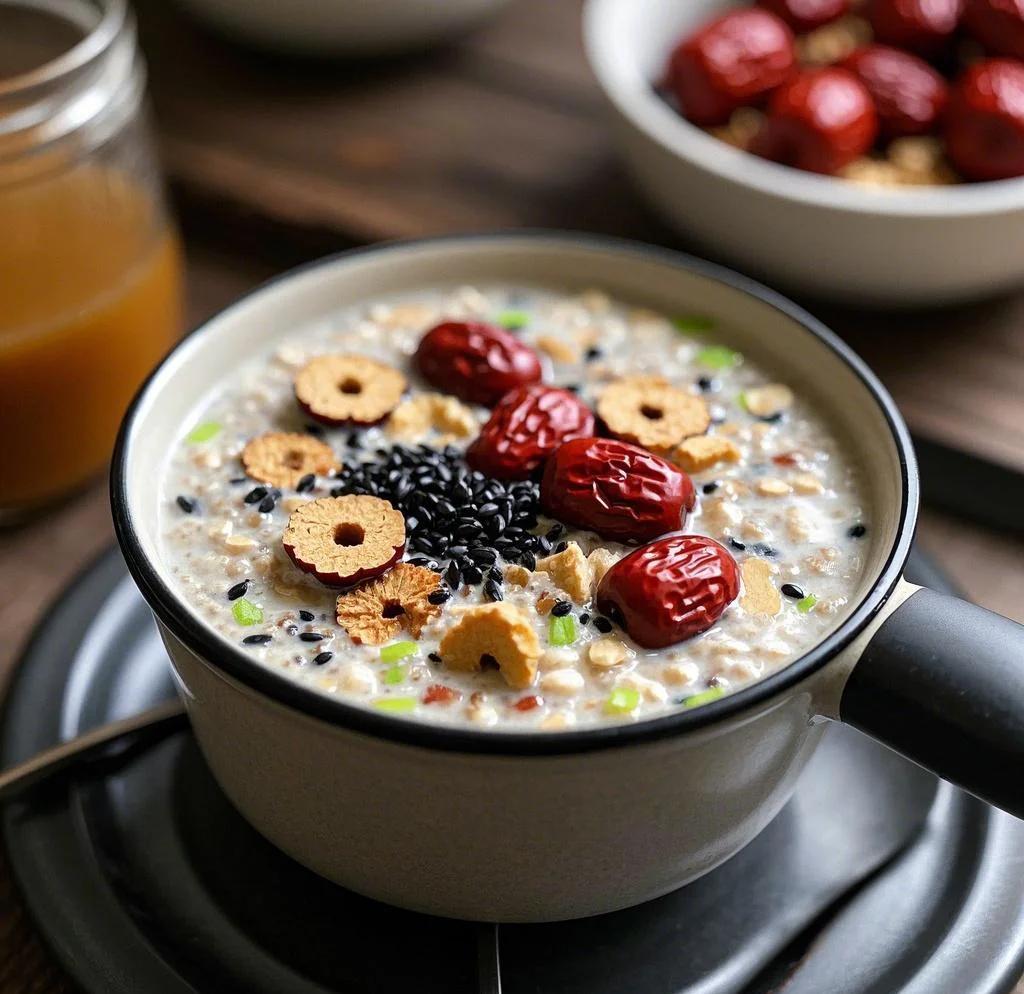 黑豆与红枣、核桃搭配的养生粥品