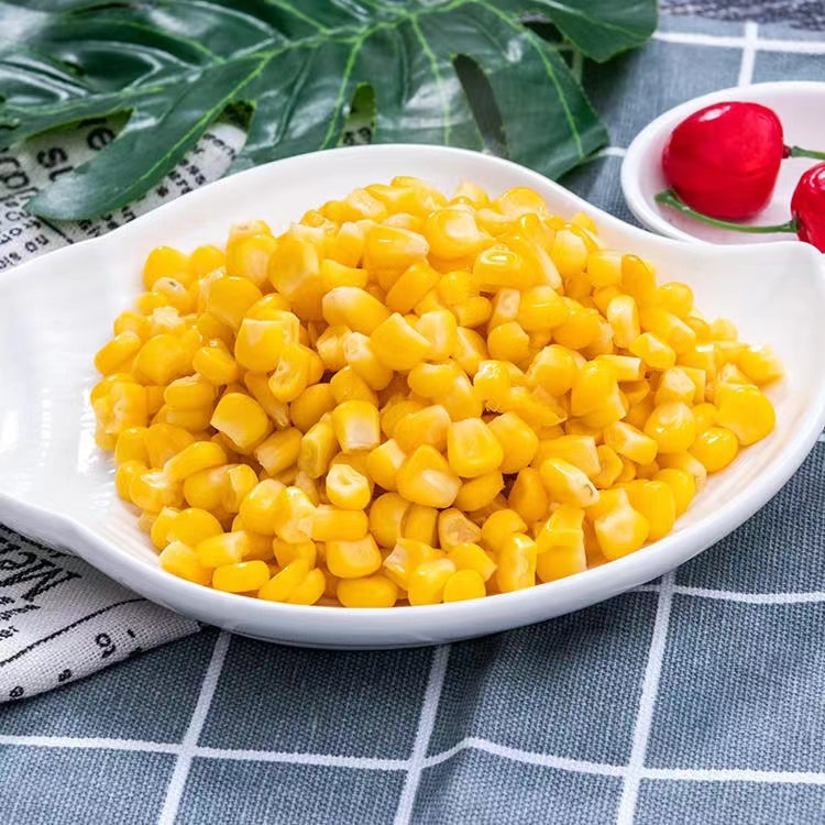 蒸煮后的金黄色甜玉米特写