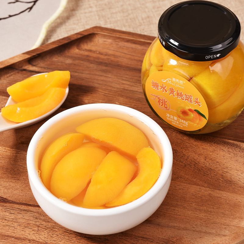 黄桃罐头与新鲜黄桃对比图