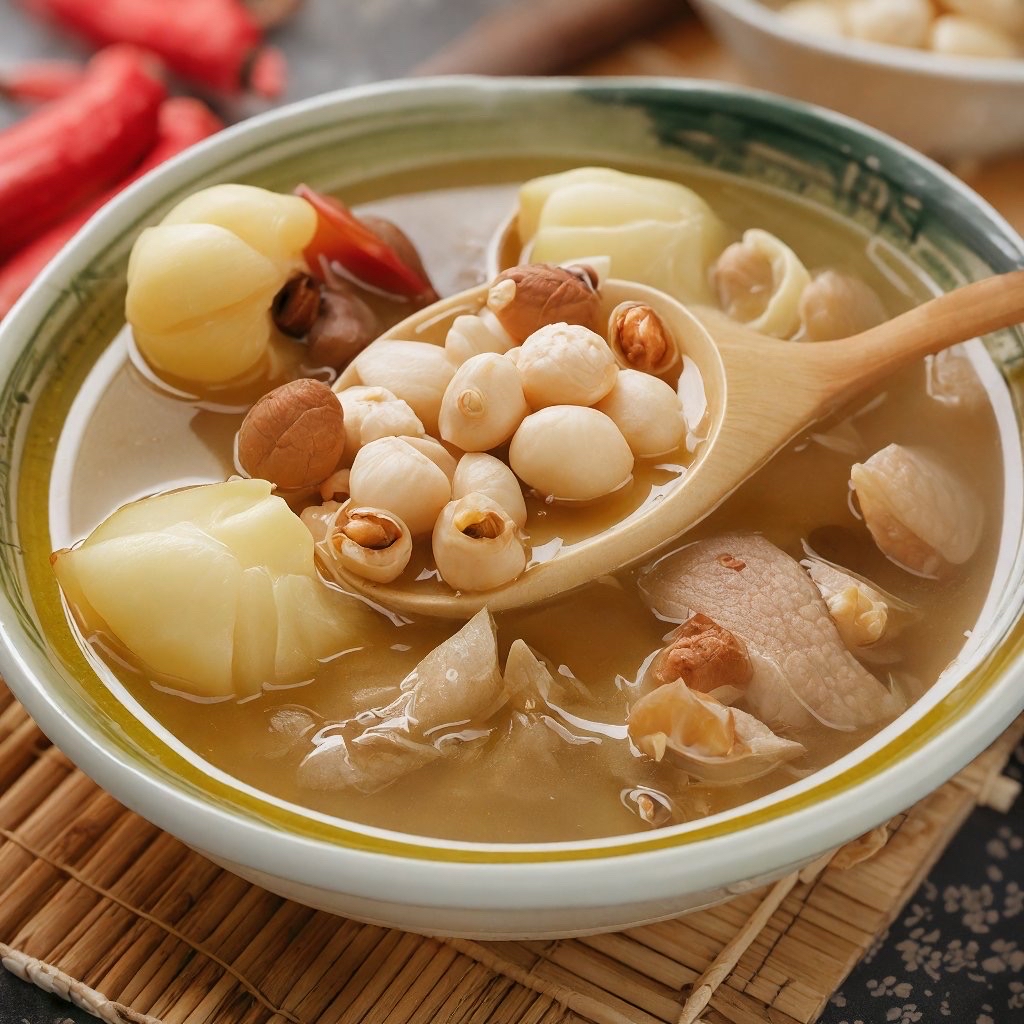 莲子百合银耳羹烹饪过程图