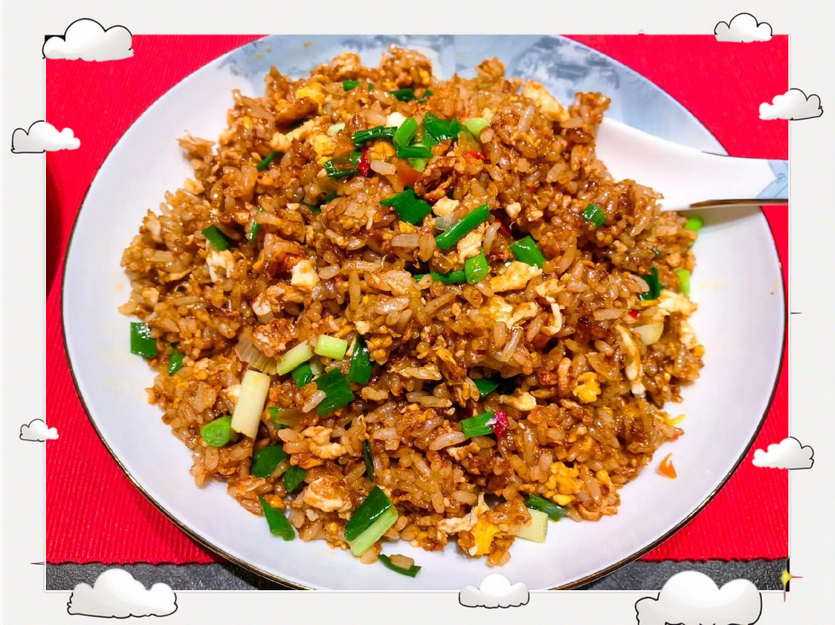 青豌豆玉米炒饭特写