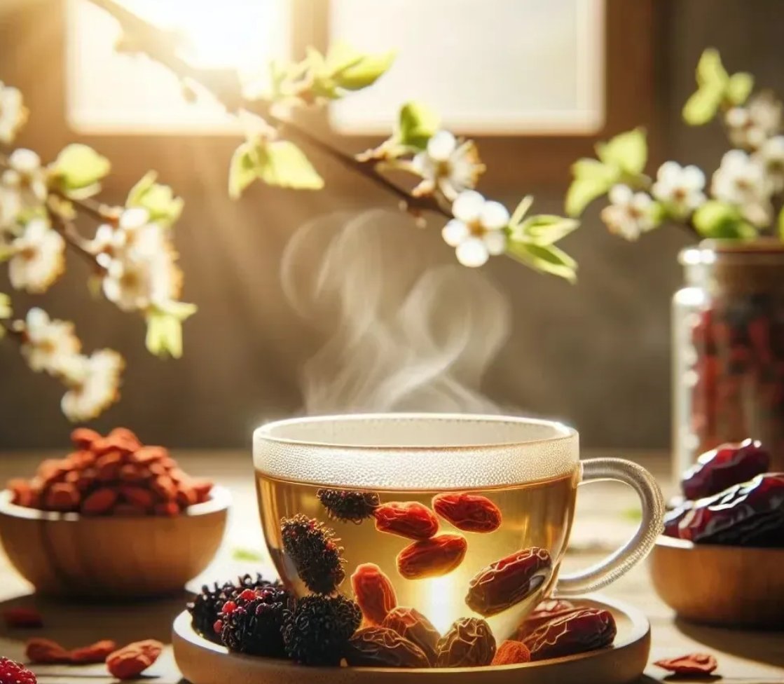 桑葚干山楂红枣茶成品图