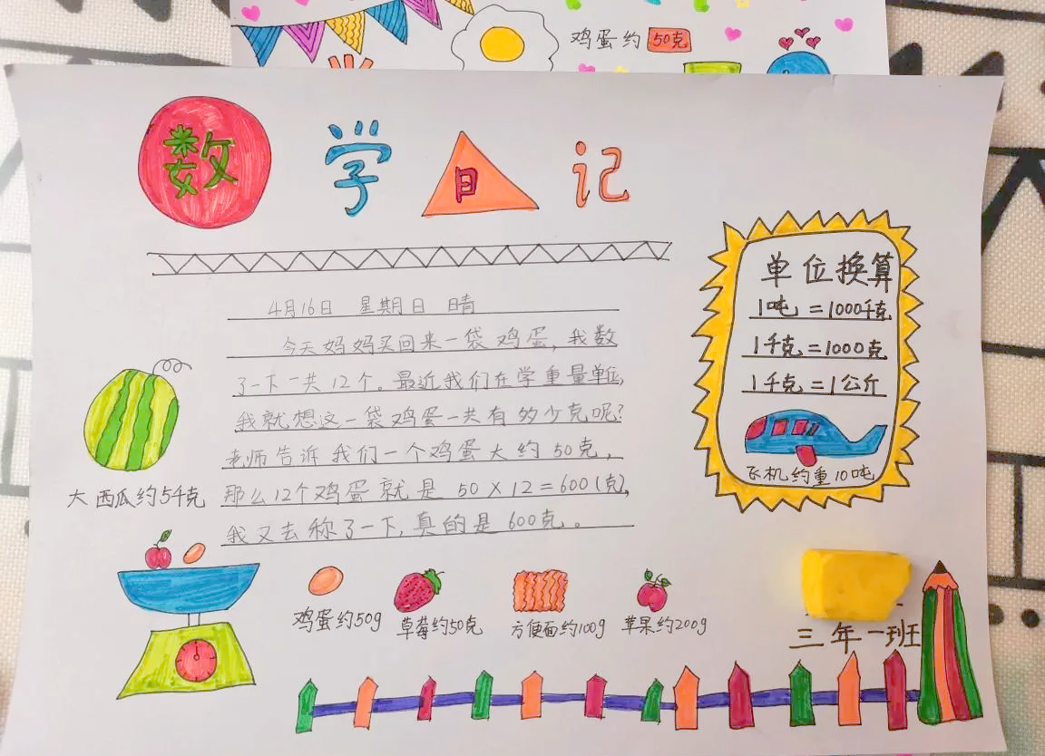 图片说明:一张A3尺寸的手绘风信息图表,背景为浅黄色牛皮纸纹理;中央是一个醒目的红色圆形标签,内写‘65个鸡蛋 = 3.25kg’,字体粗体黑色;周围环绕着从小到大的三组鸡蛋插画,分别标注‘10个≈0.5kg’、‘30个≈1.5kg’、‘65个≈3.25kg’;左侧配有简笔画的厨房秤、烧杯、面粉袋等烘焙工具;整体设计简洁明了,适合用于科普宣传或教学材料。 一张手绘风格的信息图,展示不同数量鸡蛋对应的千克重量,重点突出65个鸡蛋=3.25kg