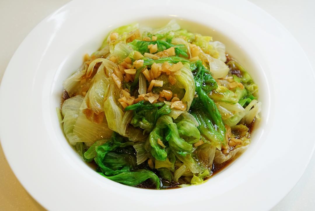 蚝油生菜成品特写摆盘效果