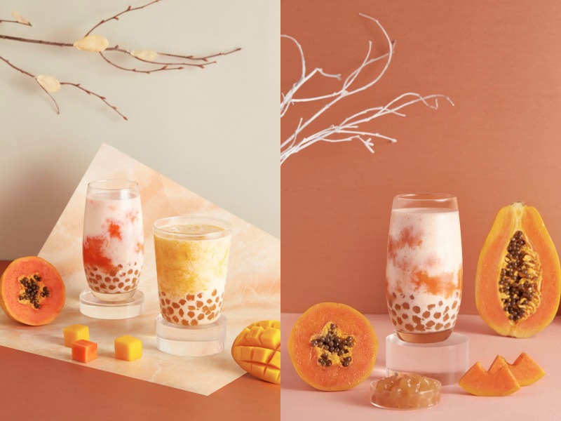 木瓜果肉与牛奶原料展示