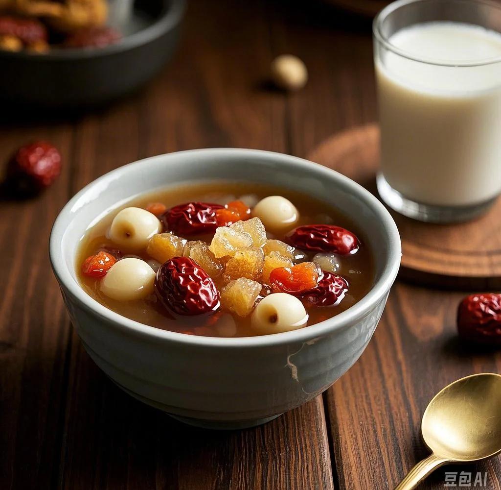 青枣与牛奶搭配饮品特写