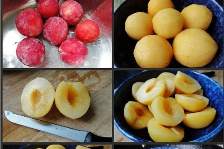 李子切块冷冻过程示意图