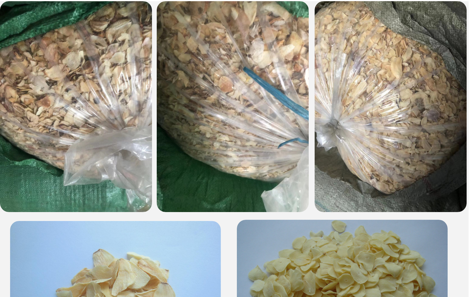 展示不同包装和形态的蒜抹产品,包括瓶装蒜泥、袋装蒜片和真空蒜粒 蒜抹产品展示