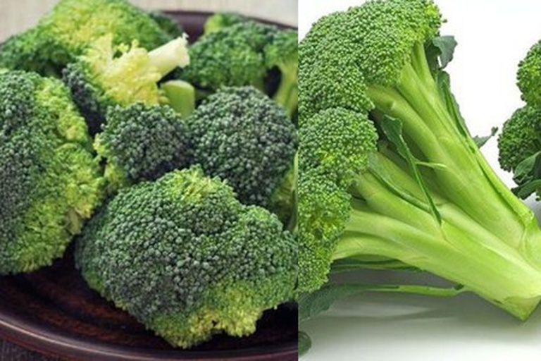 展示三种不同颜色的西兰花:左侧为传统深绿色西兰花,中间为紫色西兰花(花蕾呈现深紫红色,茎部绿色),右侧为橙色西兰花(花球呈金黄色,色泽明亮)。三者并列摆放于白色托盘上,背景为实验室光照环境,突出其色彩差异与新鲜度 彩色西兰花新品种展示图