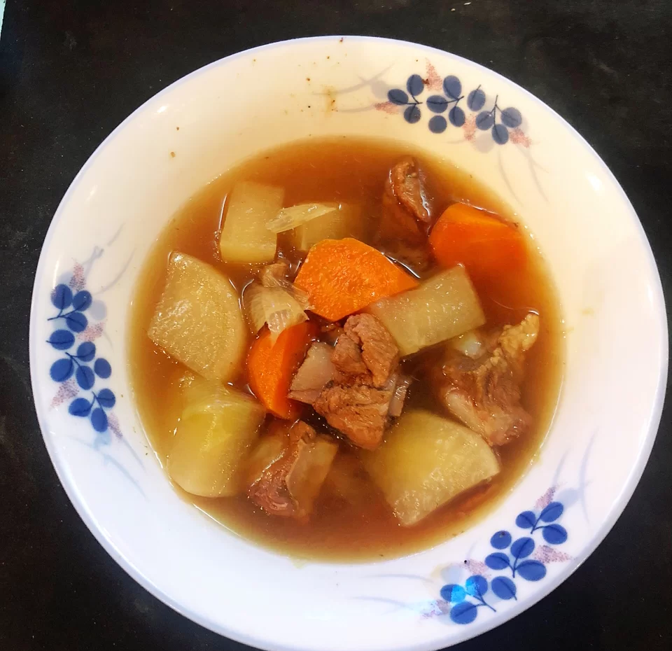 成品红皮萝卜炖牛肉特写