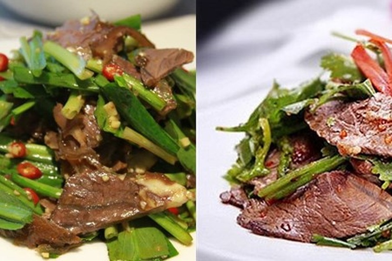 新鲜蒜苗与牛里脊原料对比图:突出蒜苗鲜嫩度与牛肉色泽纹理,体现食材本真品质 蒜苗与新鲜牛里脊并排摆放特写,蒜苗根部带微湿泥土,叶片青翠挺括,牛里脊呈玫瑰红色、肌理细腻、表面有薄层湿润光泽,背景为原木砧板