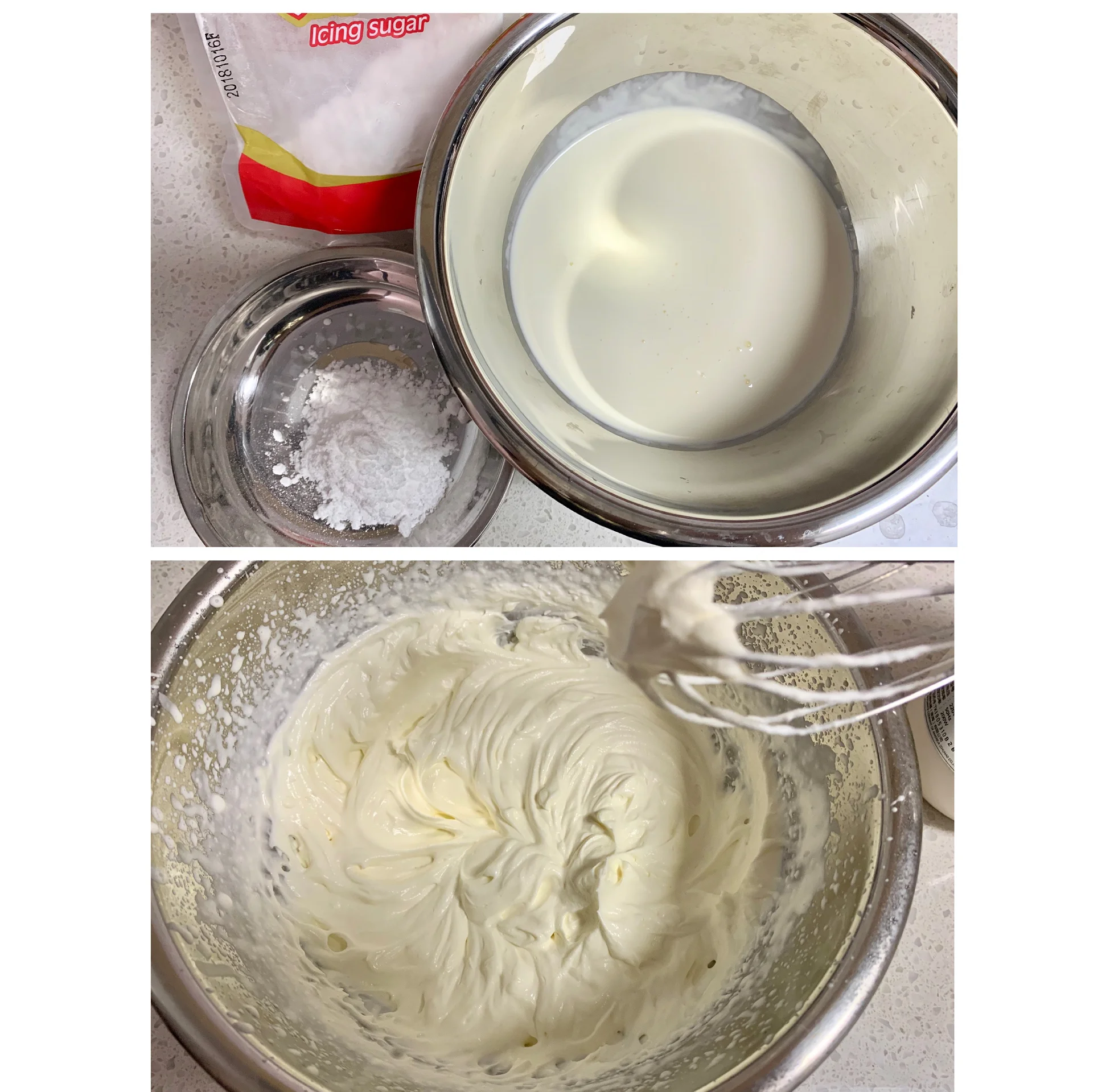 奶油打发过程展示图