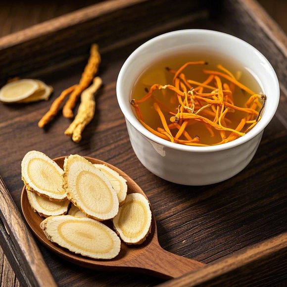 金虫草泡茶与炖汤的实物图