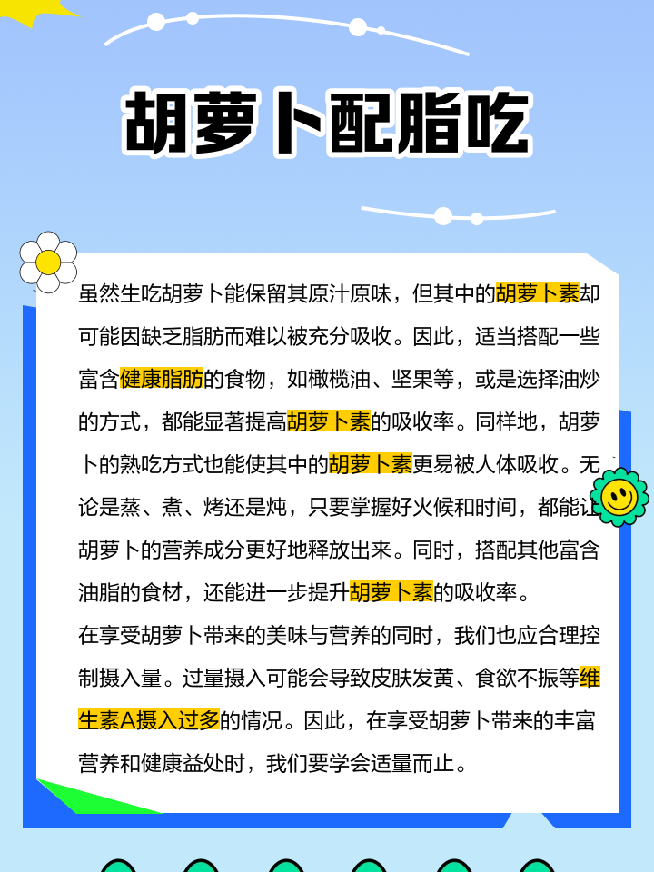胡萝卜营养成分图解,展示β-胡萝卜素、维生素A、膳食纤维等主要营养素分布 胡萝卜营养成分图解