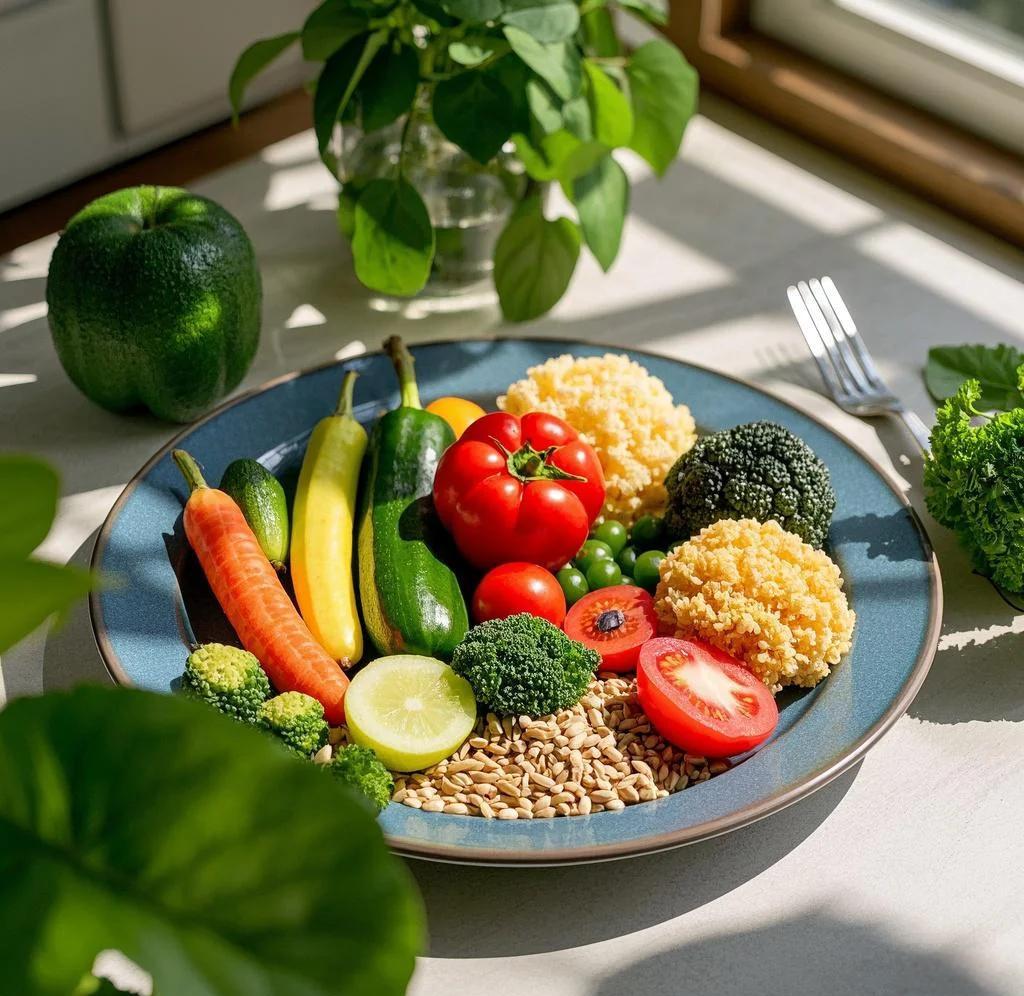 切好的西芹条与胡萝卜条、小番茄一起摆放在白色瓷盘中，旁边放置一把不锈钢夹子，背景为厨房台面