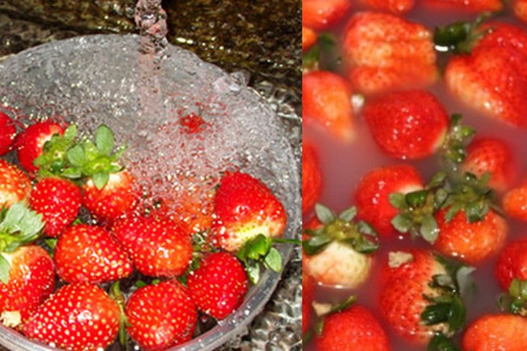 清洗奶油草莓
