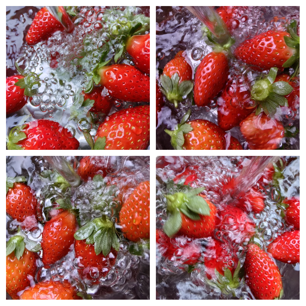 奶油草莓清洗与去蒂过程