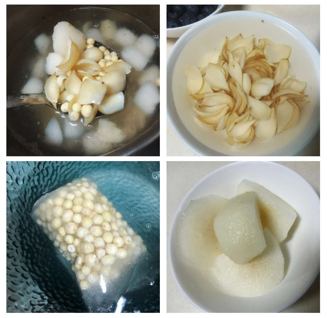 雪梨银耳百合食材处理图
