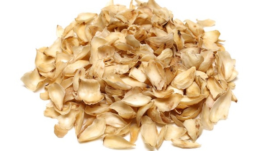 新鲜采挖的兰州百合鳞茎,呈乳白色,瓣片饱满厚实,层层包裹成球状,表面光滑无斑点,背景为黄土高原农田环境,体现原产地特征 兰州百合鲜鳞茎特写