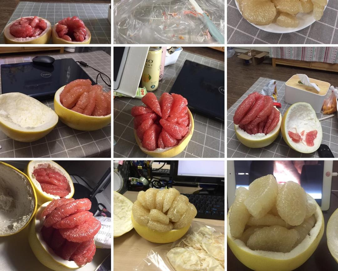 蜜柚挑选与切开过程