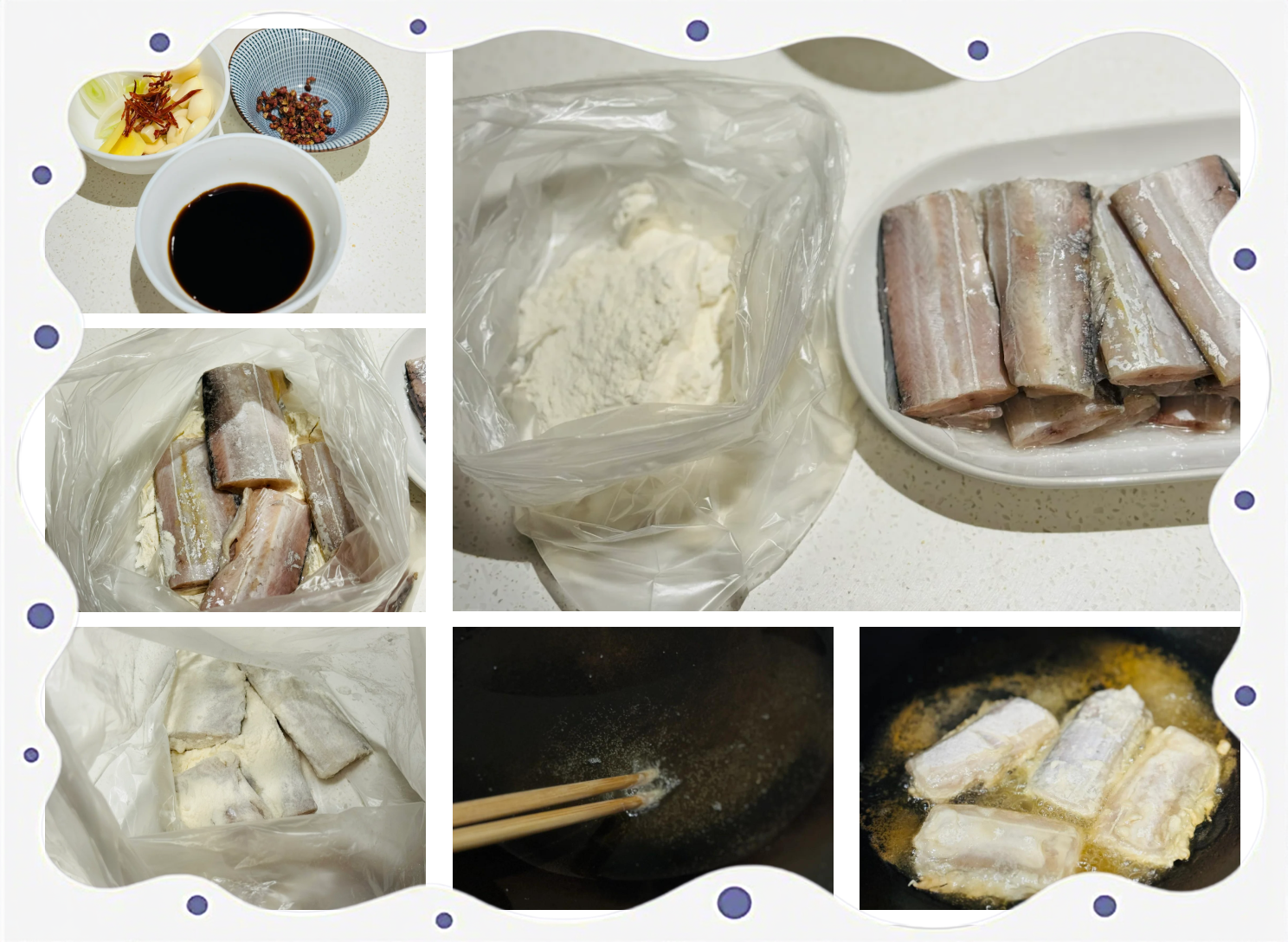 鸡腿肉裹粉与炸制过程