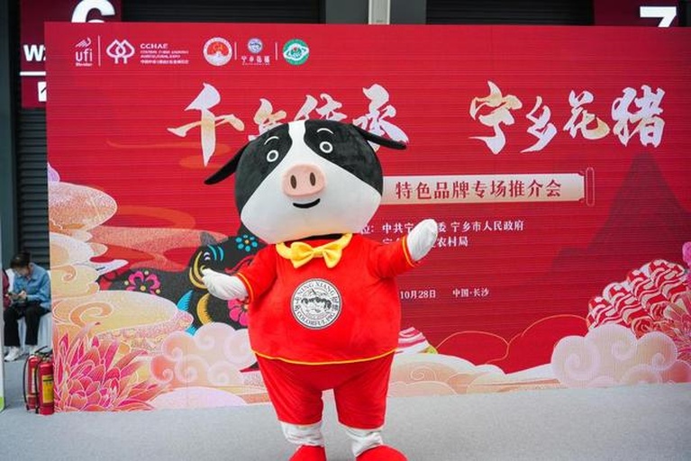 宁乡花猪屠宰分割现场图