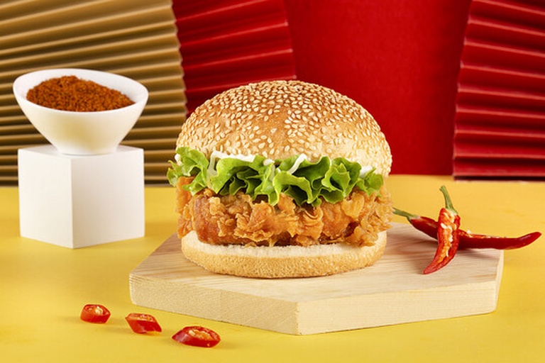 香辣劲脆鸡腿堡成品展示