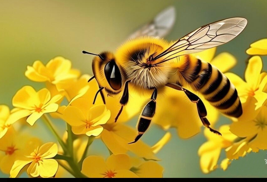 蜜蜂在桃花上采集花蜜的特写镜头