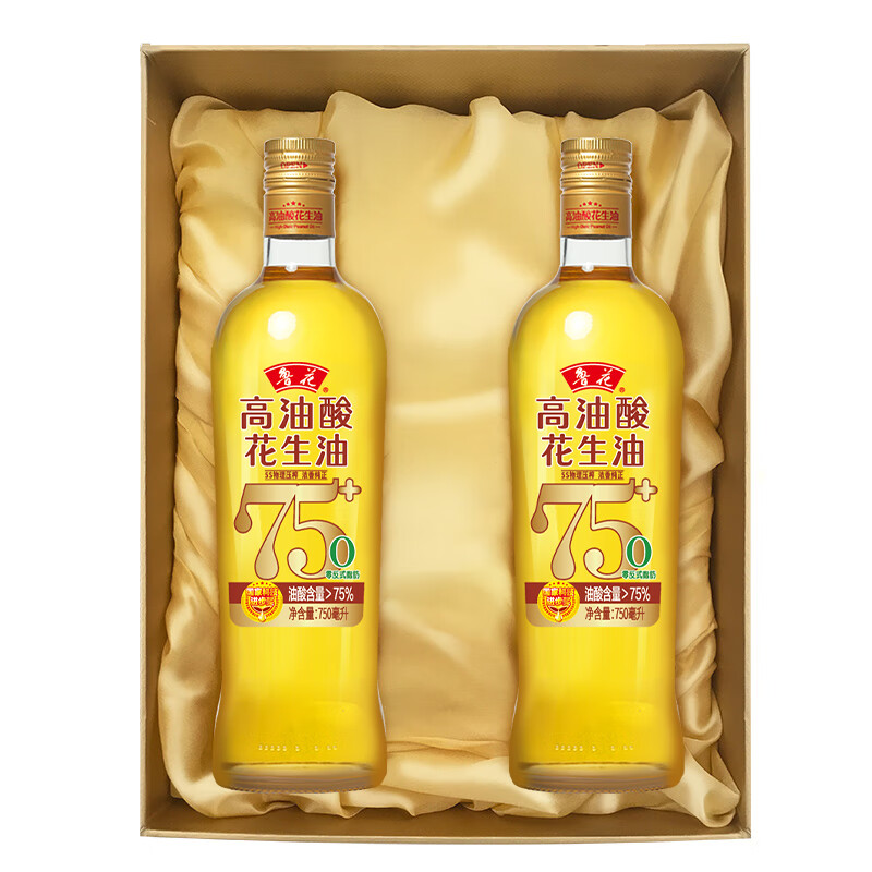 金栗花生仁油瓶装产品展示,包装精美,突出天然与健康理念 金栗花生仁油产品展示
