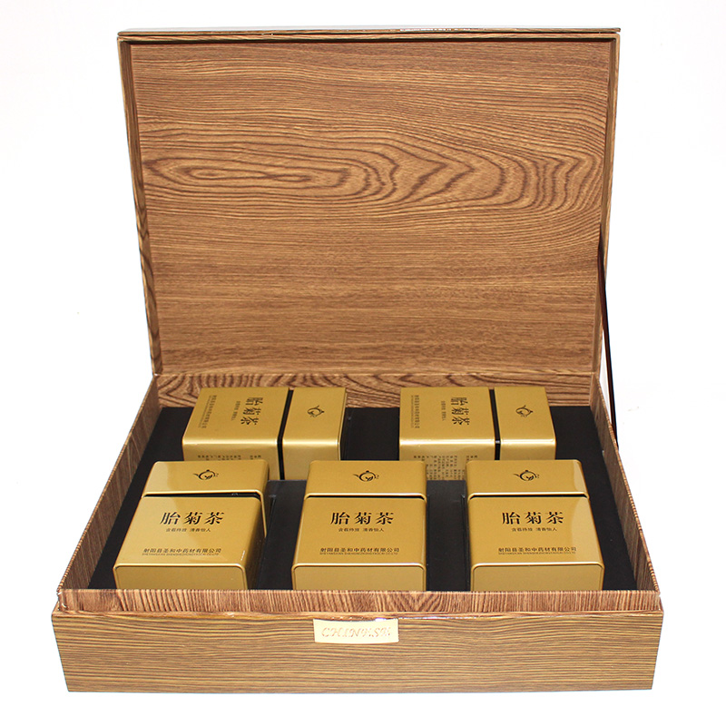 金丝皇菊茶礼盒与冲泡场景