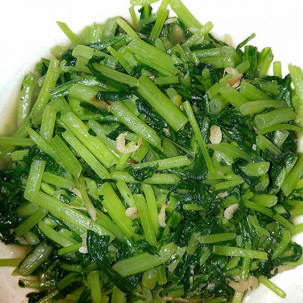 浅盘中盛放着清炒白萝卜与虾仁的组合,萝卜呈半透明状,虾仁粉白饱满,点缀绿色葱花,整体色调清新自然,突出健康轻食风格 白萝卜炒虾仁特写图
