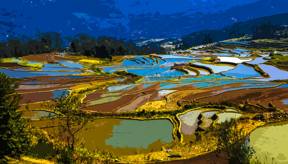 云南红河州白扁豆种植基地航拍与曲靖会泽县白芸豆梯田对比图