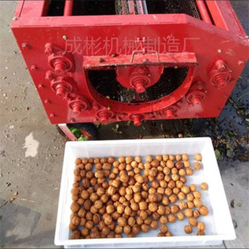 青皮核桃与手摇去皮机组合展示图