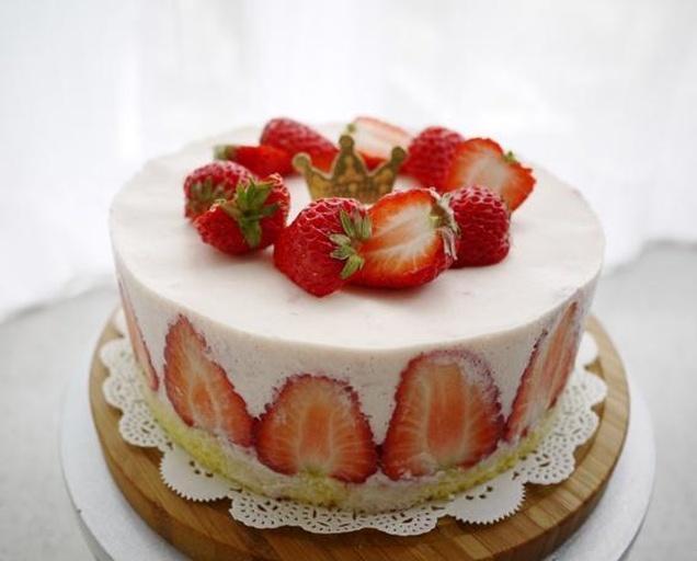 奶油草莓蛋糕特写